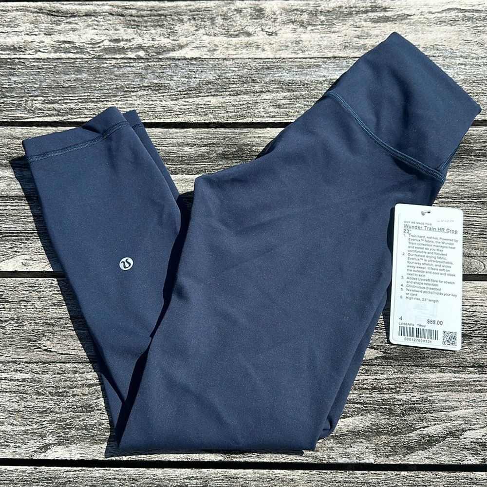 Lululemon Wunder Train High-Rise Crop 23" True Navy Blue Women's Size 4 NWT